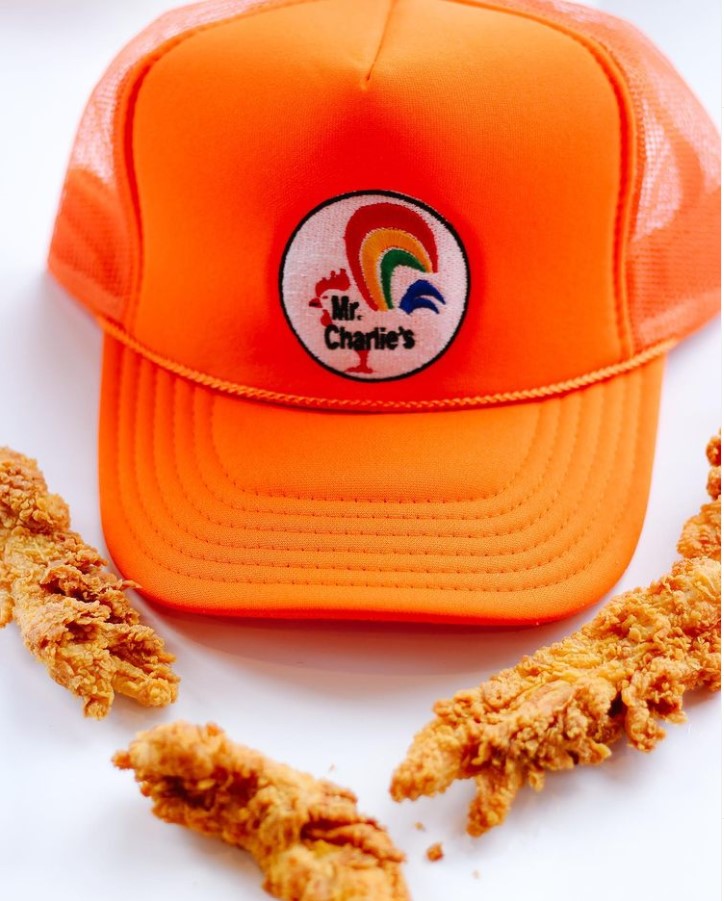 Mr. Charlie's Chicken hat with chicken tenders
